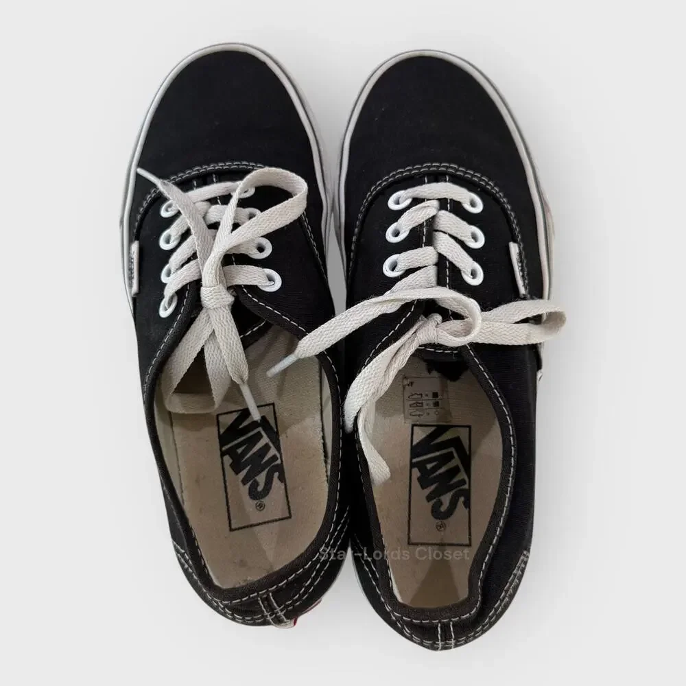 Vans Authentic Canvas Skate Shoes US 5 Black Low Top Lace Up Classic Sneakers